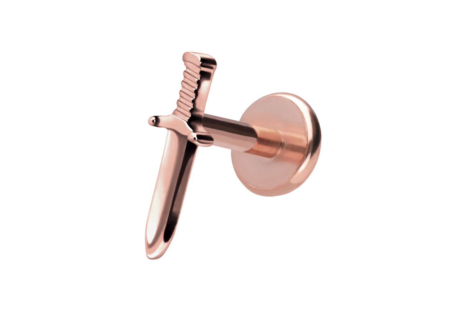 Titan Labret Piercing mit Push Fit SCHWERT